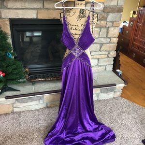 Scala purple sexy evening dress backless
